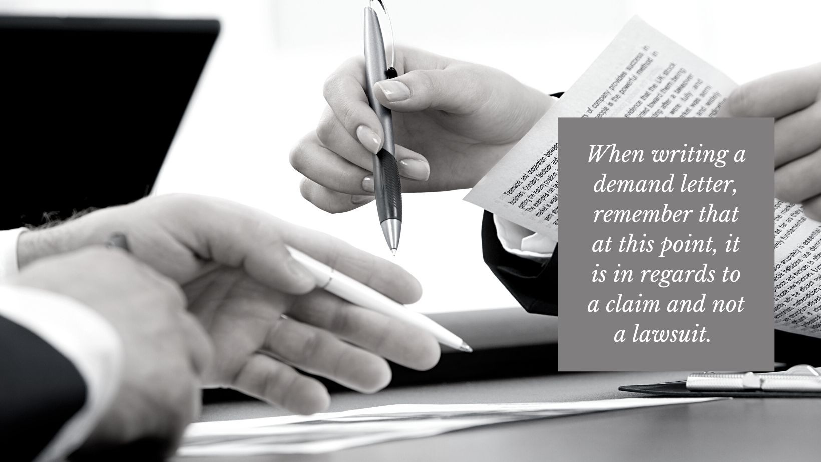 client writing a demand letter with a lawyer