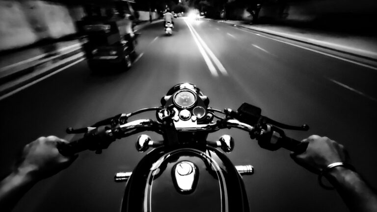 motorcycle driving on road before motorcycle accident